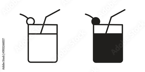 Fresh smoothie icon concept. Thin line symbol. Vector illustration isolated. Editable stroke.