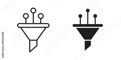 Funneling data icon concept. Thin line symbol. Vector illustration isolated. Editable stroke.