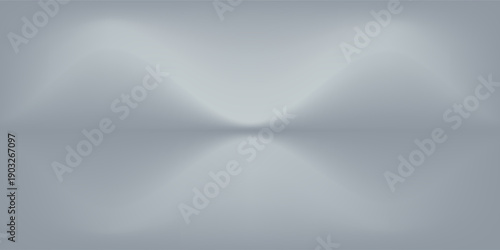 White grey studio room. Limbo light background. Abstract 3d gradient backdrop for product presentation. Minimal wall scene spotlight. Showcase, promotion display. Vector stage mockup illustration