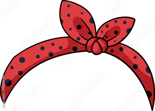 Textile headband with red polka dot. Vintage style