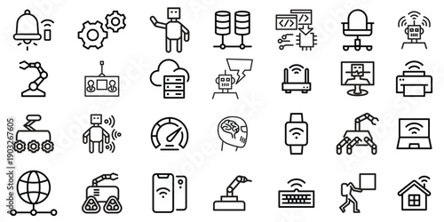 Robotic Engineering , Thin Line and Pixel Perfect Icons