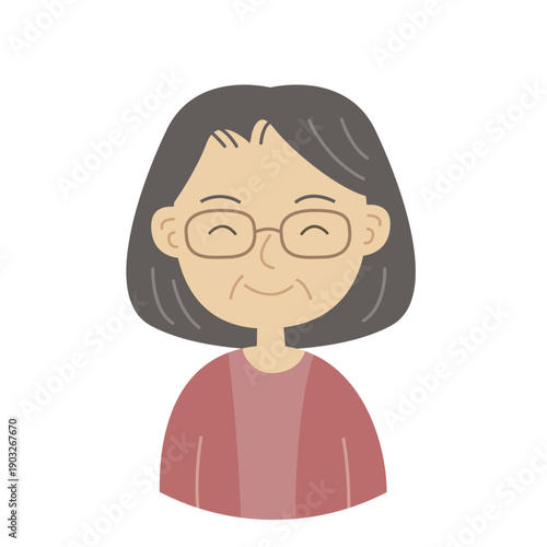 70代から80代ぐらいの女性のイラストエレガントな落ち着いた雰囲気