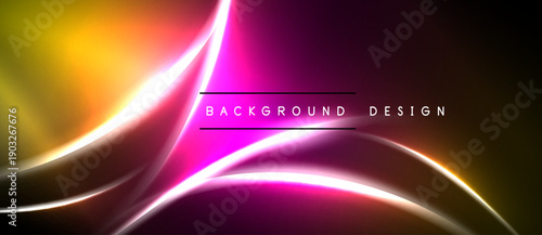 Abstract vibrant lines, gradients. Pink, yellow hues dominate dark background. Modern design element for digital projects.