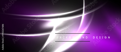 Abstract purple background. Smooth flowing lines create dynamic light effects. Modern design suitable for digital projects.