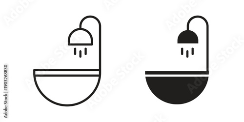 Hair washer sink icon concept. Thin line symbol. Vector illustration isolated. Editable stroke.