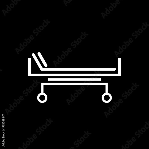 Hospital bed icon isolated on black background