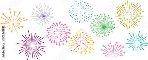 Fireworks bursting in sky. Color sparks. Light show