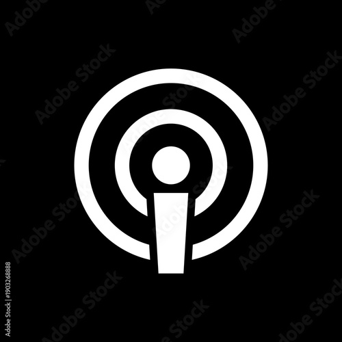 Podcast sign icon isolated on black background