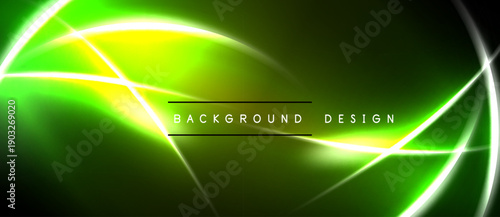 Bright green abstract background. Lines create dynamic, glowing effect. Modern design element for digital projects.