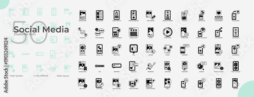Social Media Duotone Editable Icons set