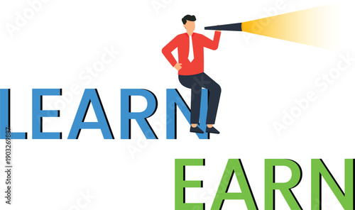 Businessman searching future opportunity financial success education investment knowledge power business strategy learning concept earning money professional growth skill acquisition success path