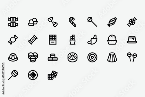 Sweets and Candy Line Icon Set