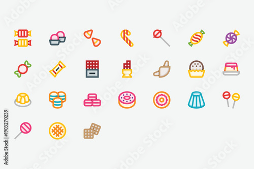 Sweets and Candy Color Icon Set