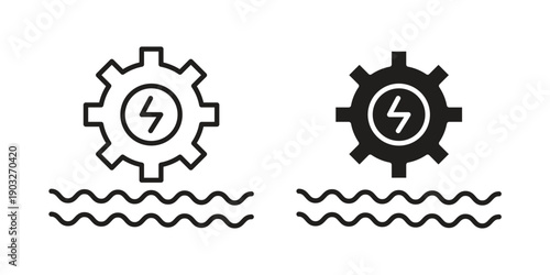 Hydraulic energy icon concept. Thin line symbol. Vector illustration isolated. Editable stroke.
