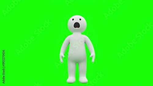 3D Claymation Human Character Showing Confused Reaction on Green Screen Background Cute Minimal Icon Style 4K Animation