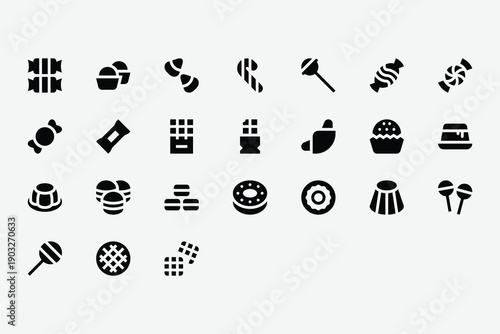 Sweets and Candy Solid Icon Set