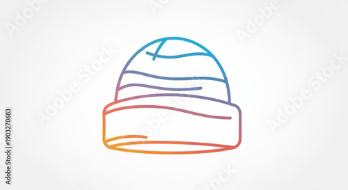 Vibrant gradient outline illustration of a cozy beanie hat perfect for winter fashion icons