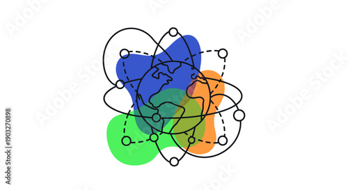 Global network connections illustration depicting worldwide communication and technology systems