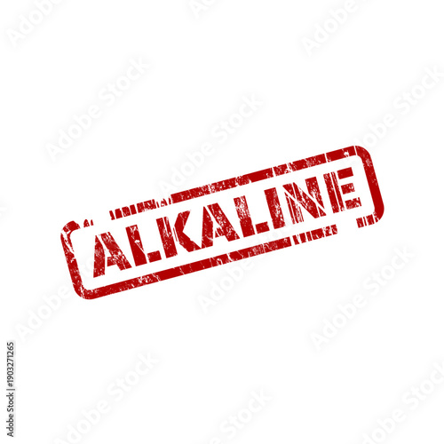 Alkaline red rubber stamp with grunge effect, vector illustration