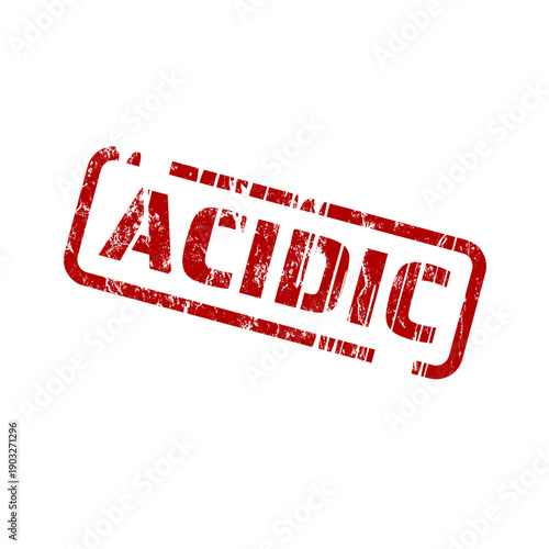 Acidic red rubber stamp with grunge effect, vector