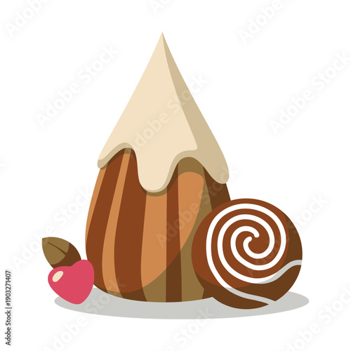 chocolate cake isolated on white