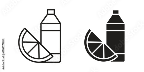 Juice bottle icon concept. Thin line symbol. Vector illustration isolated. Editable stroke.