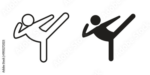 Kung fu icon concept. Thin line symbol. Vector illustration isolated. Editable stroke.