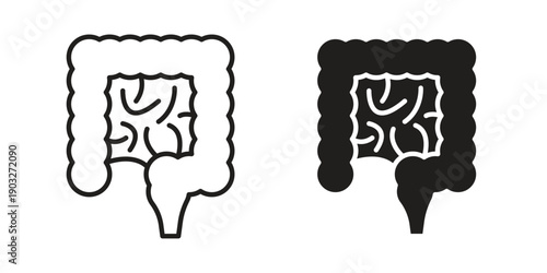 Large intestine icon concept. Thin line symbol. Vector illustration isolated. Editable stroke.