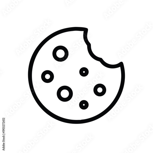 Simple line art of a bitten cookie with sprinkles