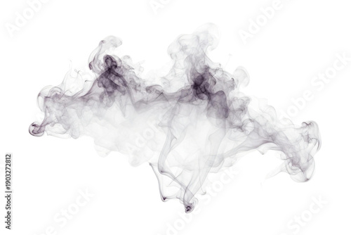 Purple smoke splash effect, abstract splatter design isolated on transparent background