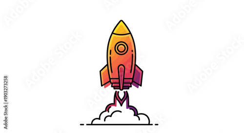 Dynamic animated rocket launch icon symbolizing progress and rapid growth