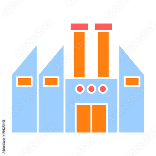 Industrial Factory Vector Illustration Collection, Industrial Factory Buildings Flat Vector Icon Set