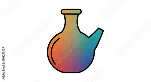 Vibrant colorful scientific flask illustration for laboratory experiments and chemical research
