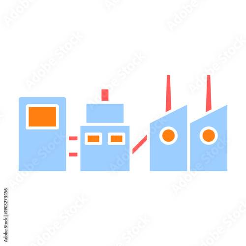 Industrial Factory Vector Illustration Collection, Industrial Factory Buildings Flat Vector Icon Set