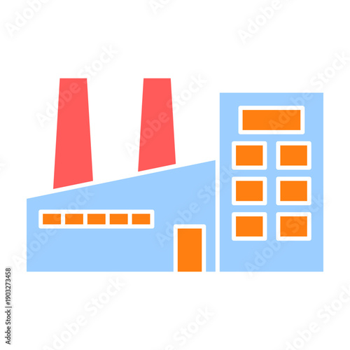 Industrial Factory Vector Illustration Collection, Industrial Factory Buildings Flat Vector Icon Set