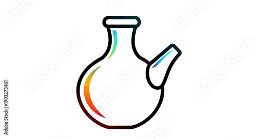Vibrant Rainbow Outline of a Traditional Neti Pot or Watering Can Icon for Wellness