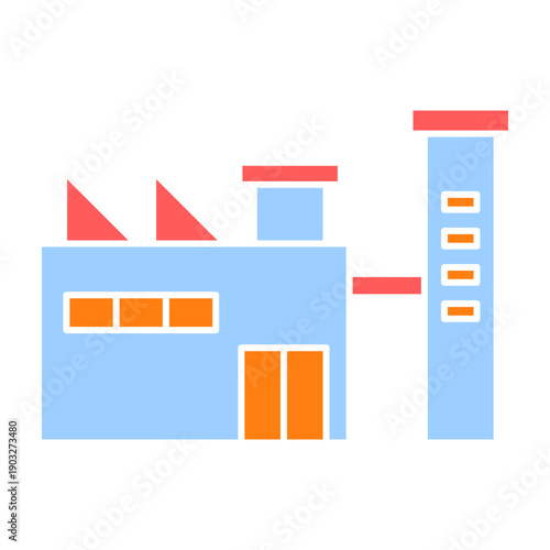 Industrial Factory Vector Illustration Collection, Industrial Factory Buildings Flat Vector Icon Set