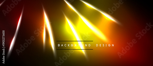 Dynamic gradient background. Bright light streaks radiate from center. Bold text reads background design. Dark edges frame vibrant colors.