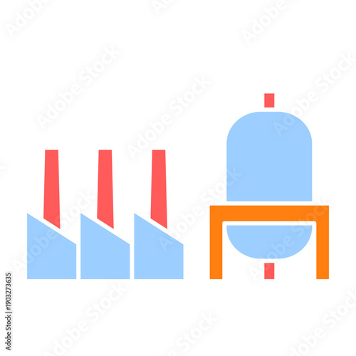 Industrial Factory Vector Illustration Collection, Industrial Factory Buildings Flat Vector Icon Set