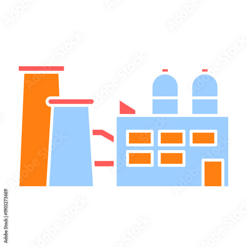 Industrial Factory Vector Illustration Collection, Industrial Factory Buildings Flat Vector Icon Set