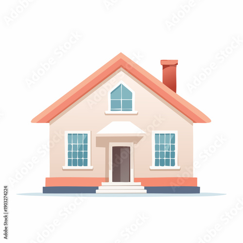 Charming minimalistic illustration of a cozy suburban family house, representing home ownership and real estate concepts