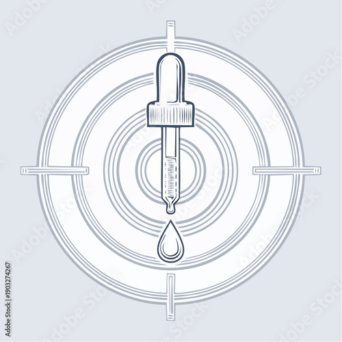 Scientific Accuracy Graphic of a Laboratory Dropper and Target for Precise Measurement in Research