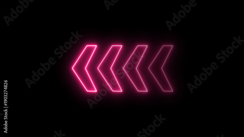 Glowing neon Arrow icon illustration, Swipe icon isolated. Neon arrow glowing. Directional sign arrow points to the left,