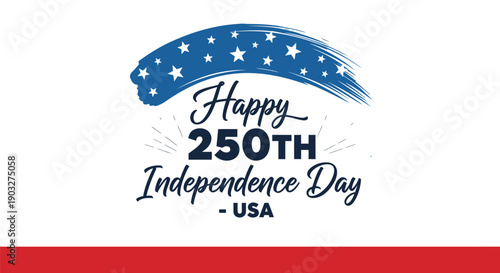 USA 250th Independence Day celebration vector graphic, patriotic banner or poster template, overlay effect for social media or website, isolated on transparent background, png