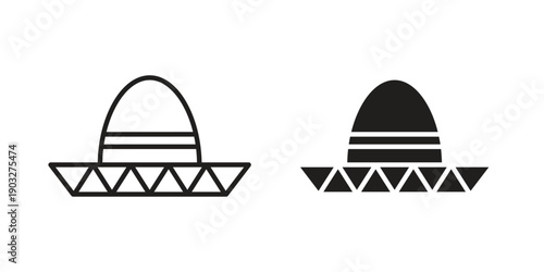 Mexican Hat icon concept. Thin line symbol. Vector illustration isolated. Editable stroke.