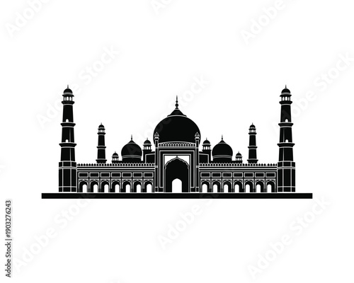 Mughal style mosque vector silhouette illustration design set collection
