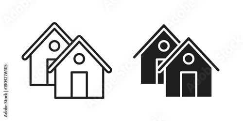Neighborhood icon concept. Thin line symbol. Vector illustration isolated. Editable stroke.