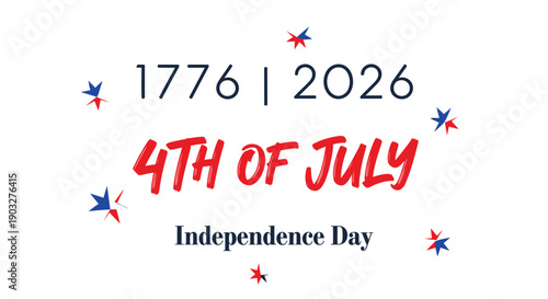 Vector 4th of July Independence Day celebration text with stars, for banner or poster or social media