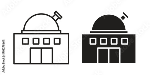 Planetarium icon concept. Thin line symbol. Vector illustration isolated. Editable stroke.
