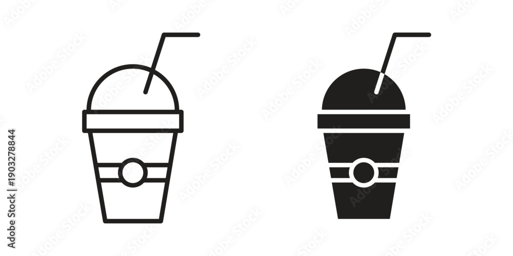 Fototapeta premium Plastic drinking cup icon concept. Thin line symbol. Vector illustration isolated. Editable stroke.